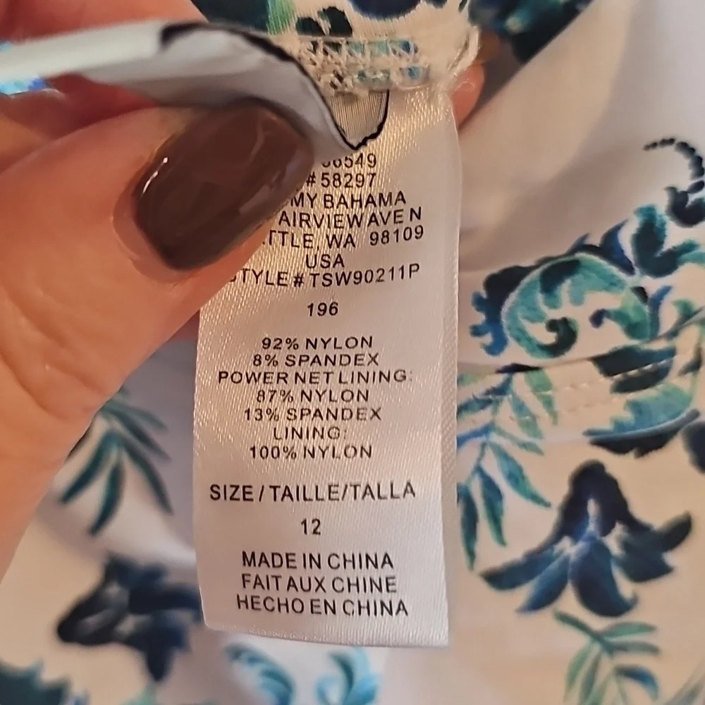 TOMMY BAHAMA Floral Isles Twist Knot One Piece Swimsuit Size 12 Halter - Picture 6 of 6